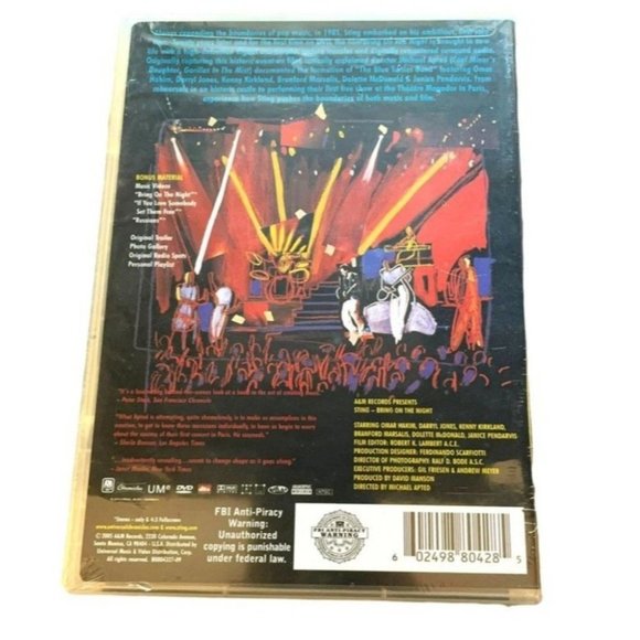 Sting Bring On The Night DVD Music Documentary New 2005 Rock Band A & M Records - Picture 2 of 4